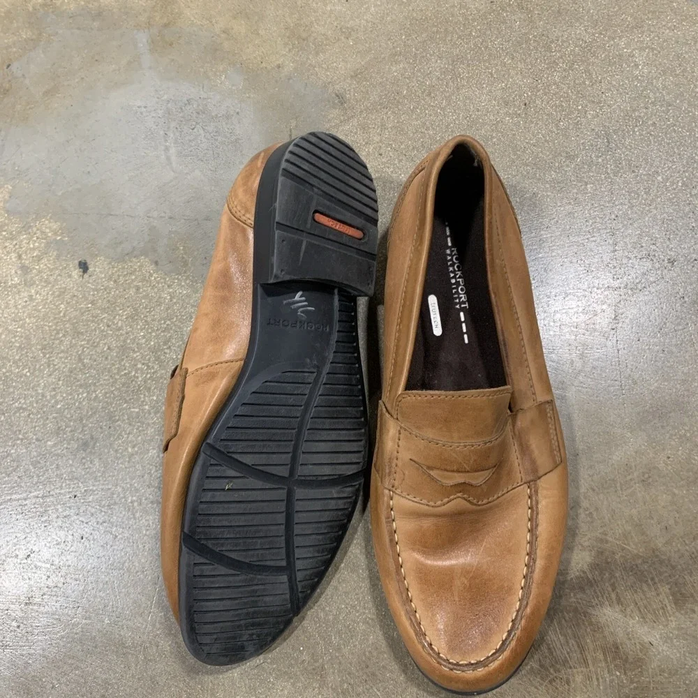 Rockport Mens Size 11.5 Shoes Trutech Tan Penny Loafers Leather